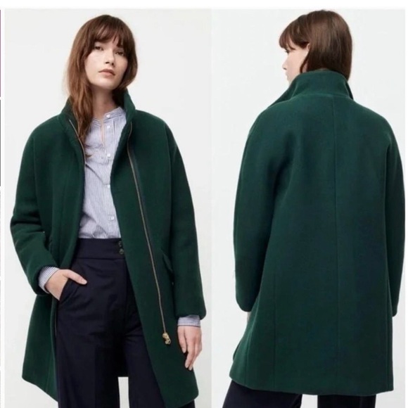 J.Crew Stadium cloth dark green women’s coat - Picture 1 of 8